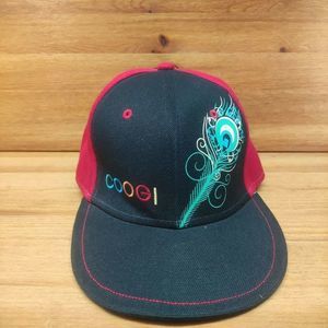 COOGI 7-1/2 Fitted Hat Embroidered Baseball Cap Peacock Feather Black Red Blue